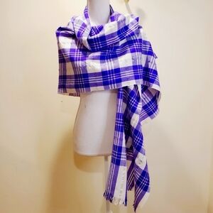J. CREW women's purple wool large plaid   Scarf